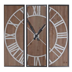 3 Section Wood Wall Clock