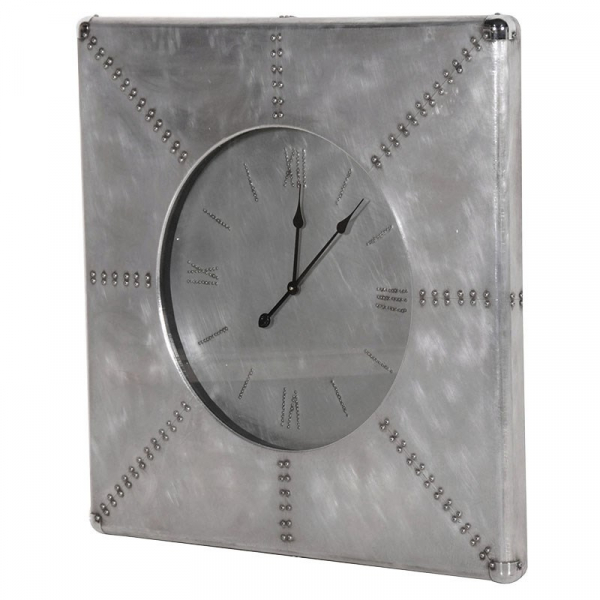 Industrial Brushed Aluminium Clock