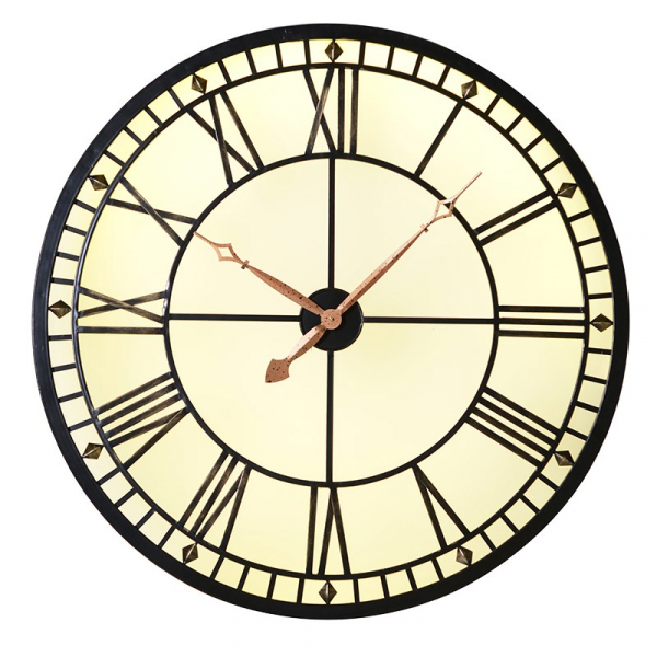 Lit Metal Round Clock