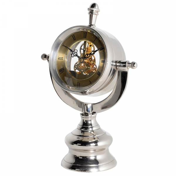 Nickel Ships Clear Table Clock & Mechanism