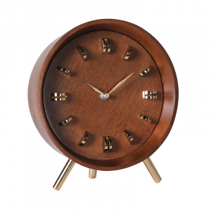 Brass & Wood Table Clock