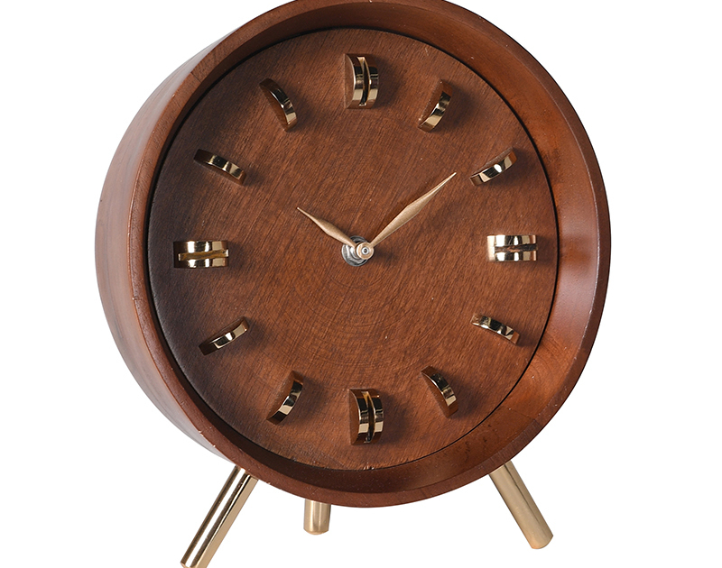 Brass & Wood Table Clock