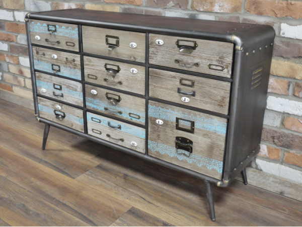 Industrial Metal & Wood Cabinet