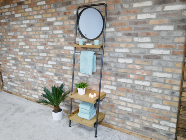Industrial Shelved Mirror Stand