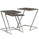 Set of Three Stainless Steel Tables with Glass