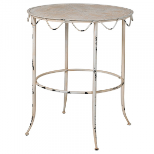 Distressed Cream Metal Side Table