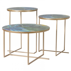 Set of 3 Leaf Print Tables